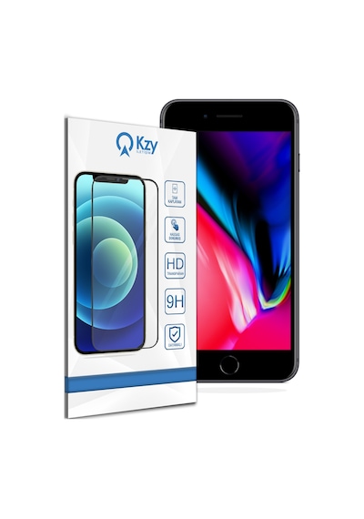 Apple Uyumlu   iPhone 8 Plus ile Tam Kaplayan Temperli Ekran Koruyucu Cam - Siyah