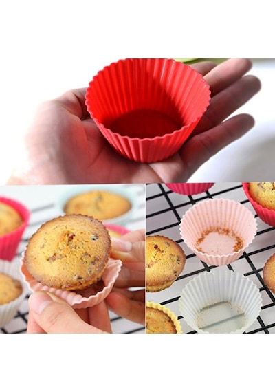 Yapışmaz Renkli Silikon Muffin Kek Kalıbı 6Lı