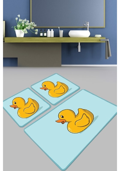 Canard Banyo Halısı Djt 3 Lü Set Mavi