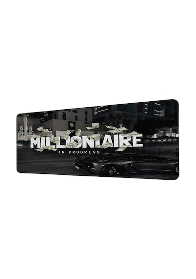 Milyoner Lamborghini Gece Tasarımı 40x90 Cm Oyuncu Mousepad Kaymaz Taban Büyük Boy Siyah
