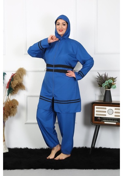 Akbeniz Büyük Beden Tesettür Mayo 7xl-8xl-9xl-10xl İndigo 55010-indigo İndigo