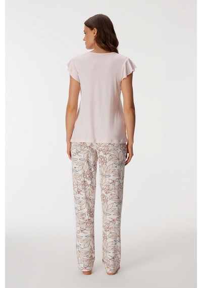 Anıl Man11370-1006 Anil Ev Giyim Man11370 11370 Kadın T-shirt Ve Pantolon Takım Pembe