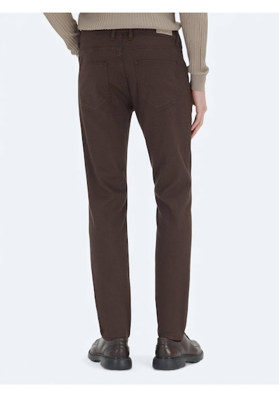 Kip Kahverengi Dokuma Regular Fit Casual Pamuk Karışımlı Pantolon Kahverengi