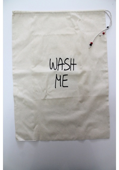 Wash Me Baskılı Çok Amaçlı Kirli Torbası 50x70cm Bej