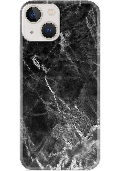 Apple Uyumlu iPhone 13 Mini Kilif Desenli Silikon Kara Mermer 511806184