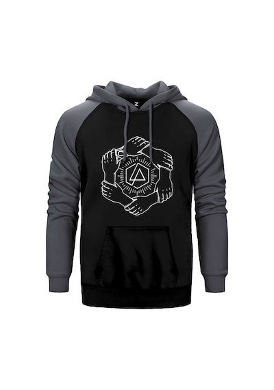 Linkin Park Popular Symbol Gri Renk Reglan Kol Kapşonlu Sweatshirt Gri
