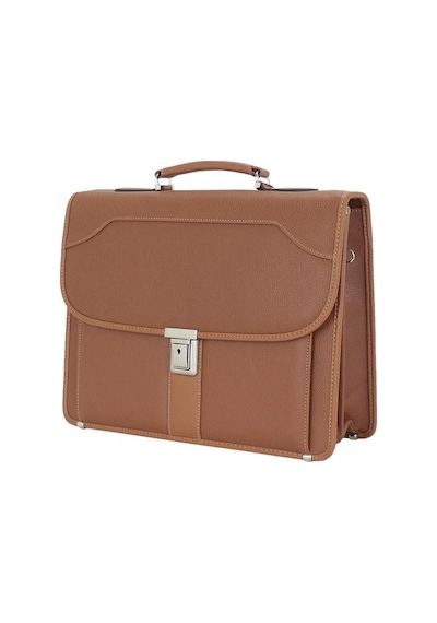 Case Club Notebook Laptop Evrak Çantası 15.6'inç 5 Bölmeli Su Geçirmez Omuz Askılı Taba