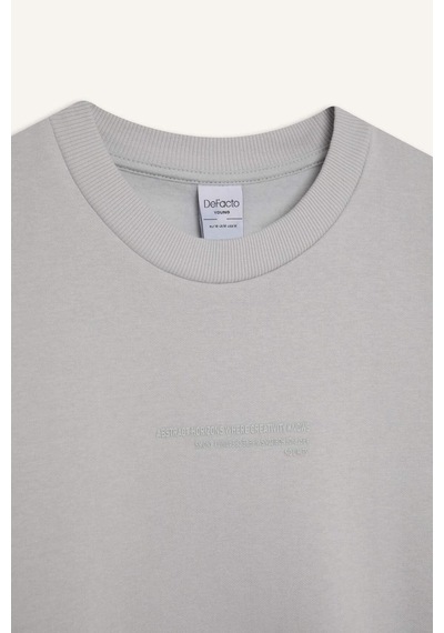 DeFacto Boxy Fit Bisiklet Yaka Baskılı Sweatshirt X8282AZ24AUGR184