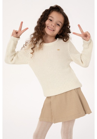 U.S. Polo Assn. Kız Çocuk Bisiklet Yaka Krem Kazak 50316269-VR256