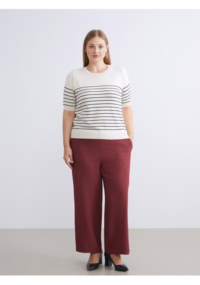 Lcwaıkıkı Classic Kırmızı Beli Lastikli Dokulu Geniş Paça Kadın Pantolon Lcwaıkıkı Classic Kırmızı Beli Lastikli Dokulu Geniş Paça Kadın Pantolon