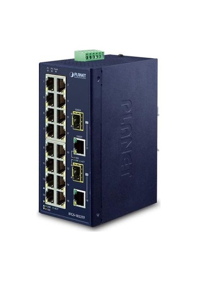 Planet Pl-ıfgs-1822tf 16 Port 10/100tx 2 Port Gigabit Tp/sfp Combo Endüstriyel Switch
