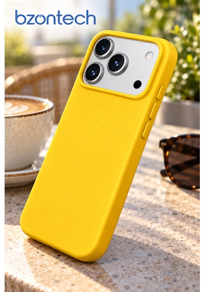 Apple İphone 17 Pro Max / 18 Pro Max Uyumlu Kılıf Renkli Lansman İçi Kadife Yumuşak Kamera Yükseltili Silikon Sarı
