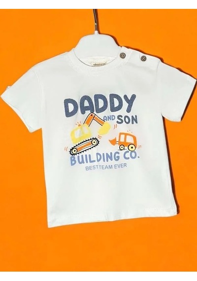 Divonette Erkek Bebek Baskılı Omuzdan Düğmeli T-shirt-15695 Krem
