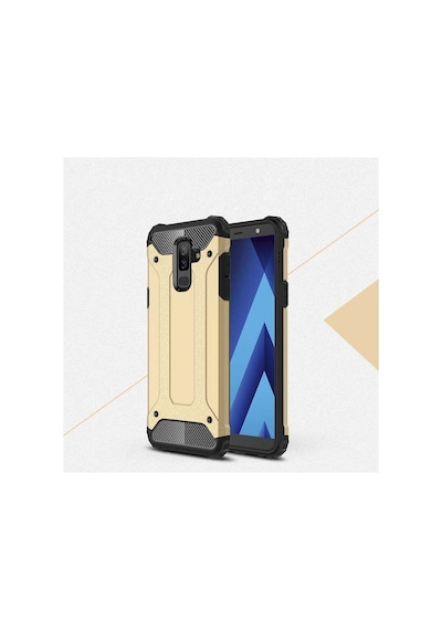 Kilifone - Samsung Uyumlu Galaxy A6 Plus 2018 - Kılıf Çift Katman Zırh Tank Crash Military Kapak - Gold