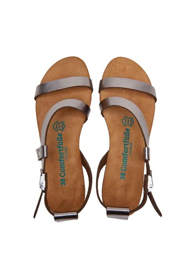 Comfortfusse Grady - Kadın Ortopedik Hakiki Deri Sandalet Platin Baskılı Deri