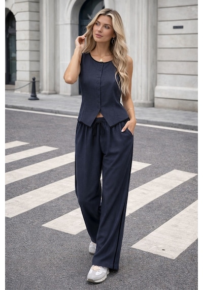 Unika Boutique Yelek Pantolon Takım Lacivert