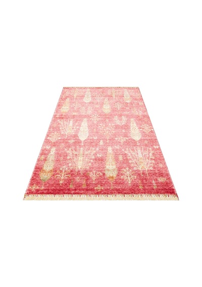Hoom Rugs Nepal Zr 08 Bambu Viskon Kırmızı Sonbahar Uşak Desenli Halı Kırmızı