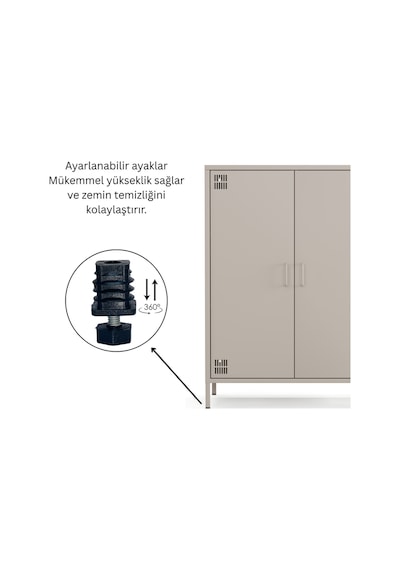 Pera Metal Dolap 2 Kapılı 80,50 X 40 X 109,50 Cm - 9 Renk Seçeneği Bulunmaktadır Bej