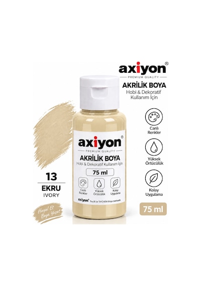 Axiyon Art Akrilik Boya 75 Ml Ekru 2'li Paket Su Bazlı Hobi Ve Dekoratif Boya
