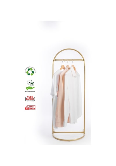 Butik Stil Oval Askılık Konfeksiyon Askılığı Altın Renk Askılık Gold Elbise Askılığı Ayaklı Askılık Gold
