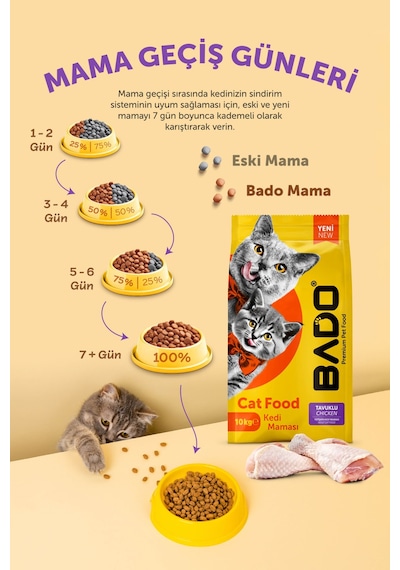 Bado Yetişkin Kedi Maması Tavuklu 10 Kg