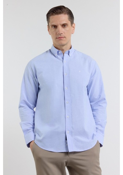 İmza Açık Mavi Oxford Düğmeli Yaka Uzun Kol Cepsiz Slim Fit Pamuklu Gömlek 1004260182