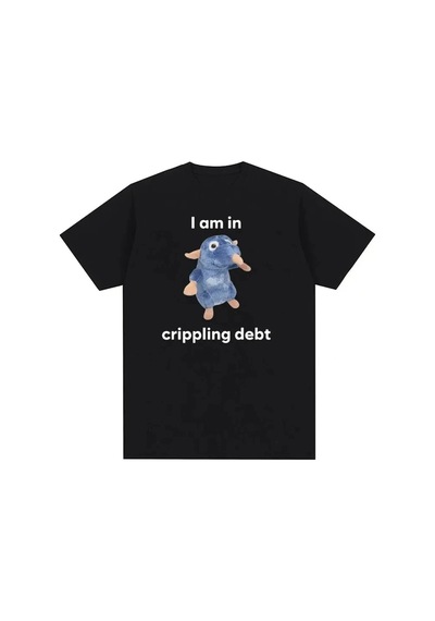 Startmore Beyaz Ben Crippling Borç Sıçan Peluş Komik Meme Li T-sh Siyah