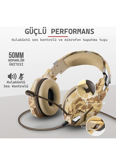Gxt 322d Carus Desert Kamuflaj Gamer Kulaklık