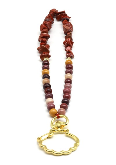Mookaite Jasper-red Jasper Doğal Taş Telefon Askısı - Anh-0133