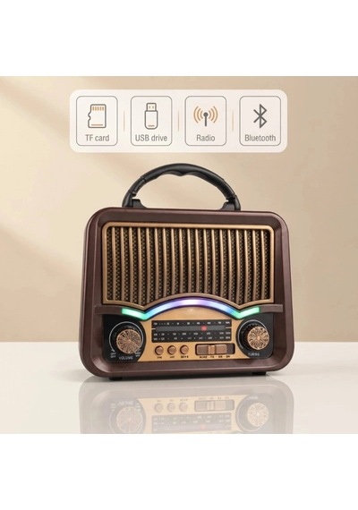 Özel Üretim Solar Nostalji Müzik Kutusu Şarjlı Fm Radyo Bluetooth Özellikli Retro Tasarımlı