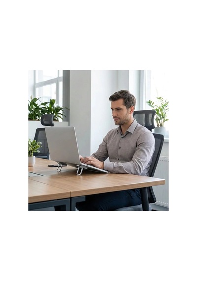 1 Çift Yapışkanlı Katlanabilir Laptop Standı Mini Notebook Yükseltici, Taşınabilir Kaymaz Laptop A Çok Renkli
