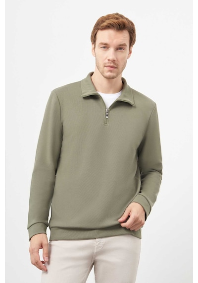 Morven Erkek Haki Fermuarlı Bato Yaka Sweat-shirt 25ks063001710 Haki Haki