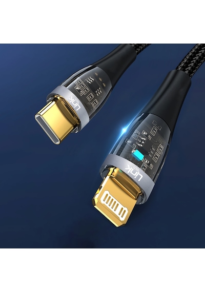 Linktech K673 Type-c - Lightning 27w 3a 1.3m Örgü Şarj Kablosu