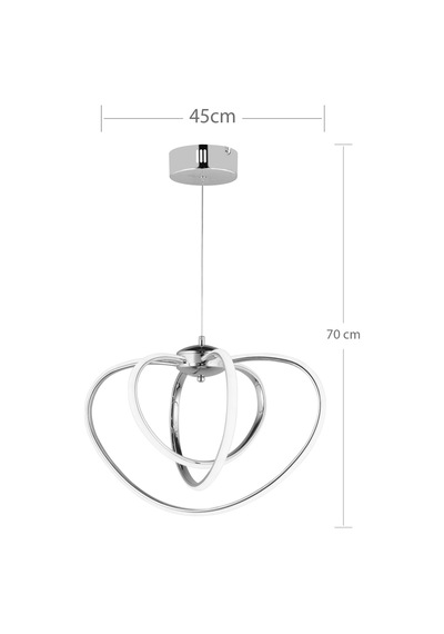 Ld 067 Model Krom 3 Renkli Salon Ve Oturma Odası İçin İdeal Alüminyum Avize, 45x70 Krom