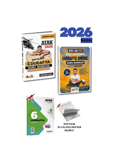 2026 Kpss Ags Mehmet Eğit Coğrafya Amiral Ve Atak Soru Bankası + Deneme Ve Planlayıcı