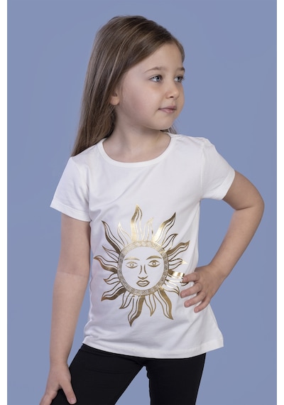 Toontoy Kids Toontoy Kız Çocuk Güneş Varaklı Tişört Ekru