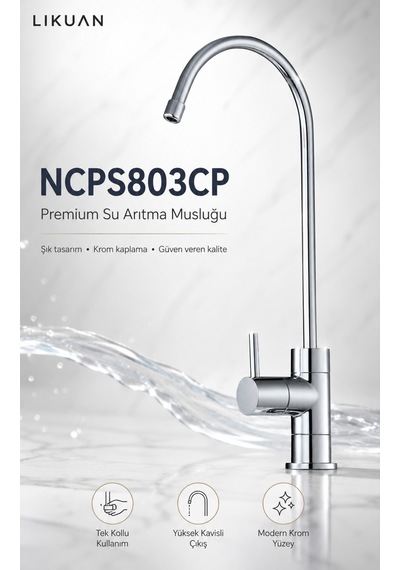 Premium Su Arıtma Musluğu Krom Tek Kollu Nsf Sertifikalı Ncps803cp Gümüş