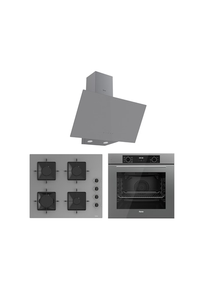 Ferre Flowart Ventora Plus Gri 3'lü  QBL63CPR-SS208-D079 Ankastre Set