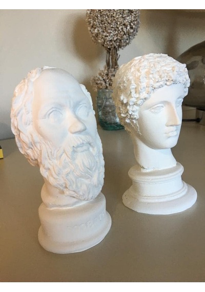 Payatasarım Dekoratif Hermes Ve Socrates Büst Biblo Beyaz Beyaz Payanm307 Diğer