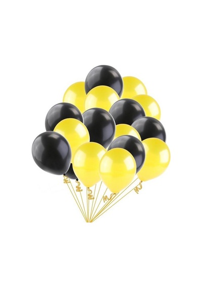 25 Adet Metalik Civciv Sarısı-Siyah Karışık Balon Helyumla Uçan