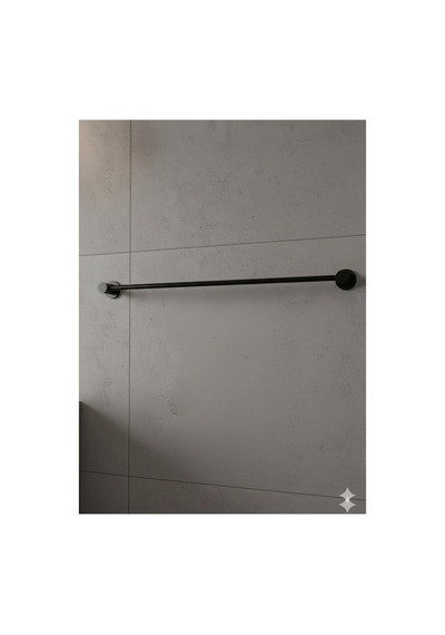 Siyah Alüminyum Banyo Seti Havluluk & Tuvalet Kağıtlığı Çift Taraflı Bantlı Gümüş