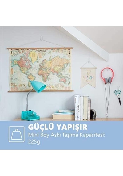 3m Command 17006clr-cee Mini Boy Şeffaf Askı, Max 225 Gr 6 Askı + 8 Küçük Boy Cırt Bant