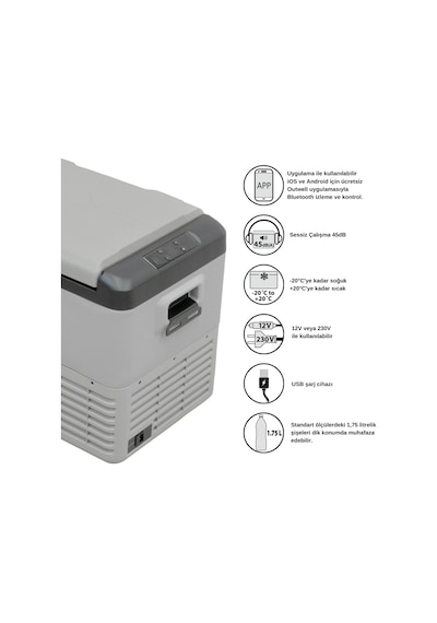 Outwell Arctic Chill 40 L Kompresörlü Buzdolabı Açık Gri