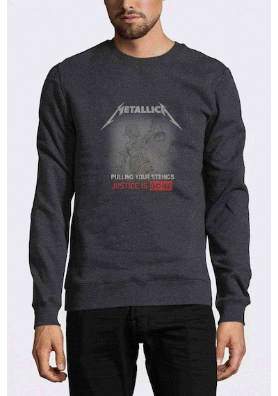 Metallica Baskılı Füme Erkek Örme Sweatshirt (528950187)