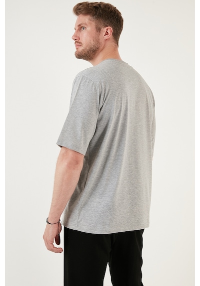 Buratti Pamuklu Oversize Bisiklet Yaka Basic Erkek T Shirt 5902365 Gri Melanj