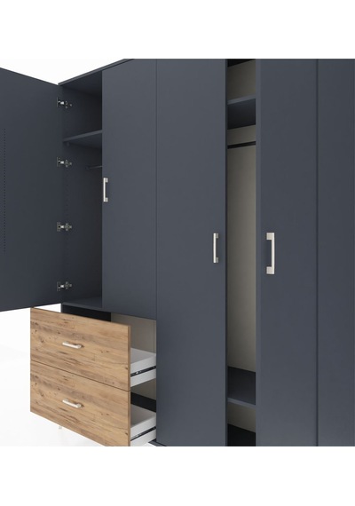 Hyperion Gardrop 4 Raflı 2 Çekmeceli 2 Askılı 176x44x221 Antrasit-antrasit/çam Beyaz Hyperion Gardrop 4 Raflı 2 Çekmeceli 2 Askılı 176x44x221 Antrasit-antrasit/çam Beyaz