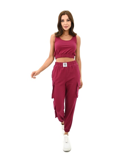 Koza Butik Kadın Askılı Crop Bluz Detaylı Eşofman Takımı 3715-23 001