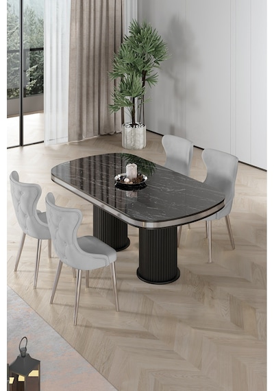 Canisa Galya Serisi Lak Panel 90x168 Sabit Sonata Mutfak Masa Takımı 4 Gri Sandalye Sonata Masa Gri Sandalye Canisa Galya Serisi Lak Panel 90x168 Sabit Sonata Mutfak Masa Takımı 4 Gri Sandalye Sonata Masa Gri Sandalye