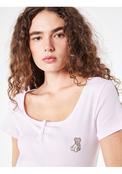 Koton Rahat Kalıp U Yaka Kısa Kollu Pamuklu Pijama Üstü Pınk Strıpe 6slk40159mk Pembe Çizgili Koton Rahat Kalıp U Yaka Kısa Kollu Pamuklu Pijama Üstü Pınk Strıpe 6slk40159mk Pembe Çizgili
