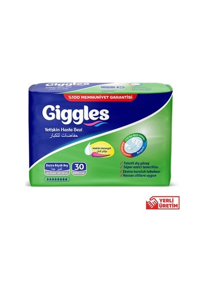Giggles Hasta Bezi Yetişkin Bel Bantlı Tekstil Yüzey Ekstra Büyük Xl 30 Adet Tekli Pk XL